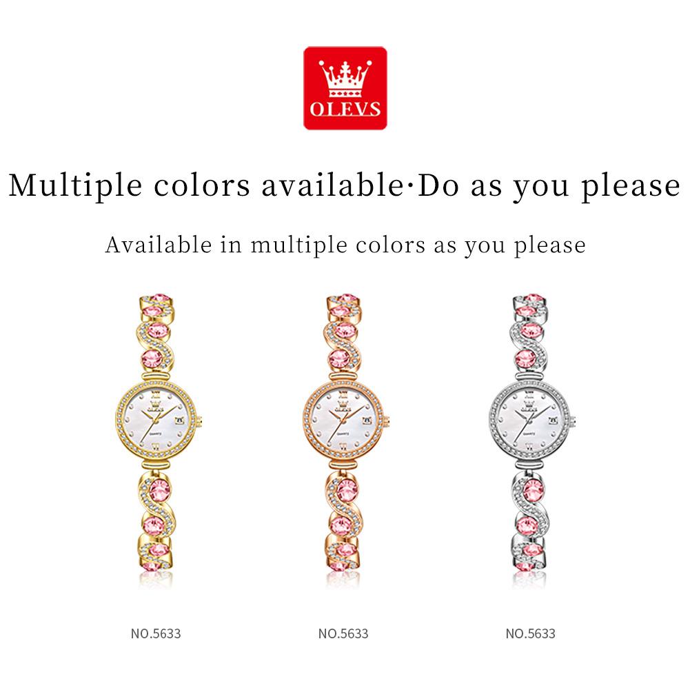 OLEVS 5633 Eleganz China Damen Quarz Uhr Neuestes Edelstahlarmband Wasserdicht Datumsanzeige Bling Freizeit Uhr Fabrik