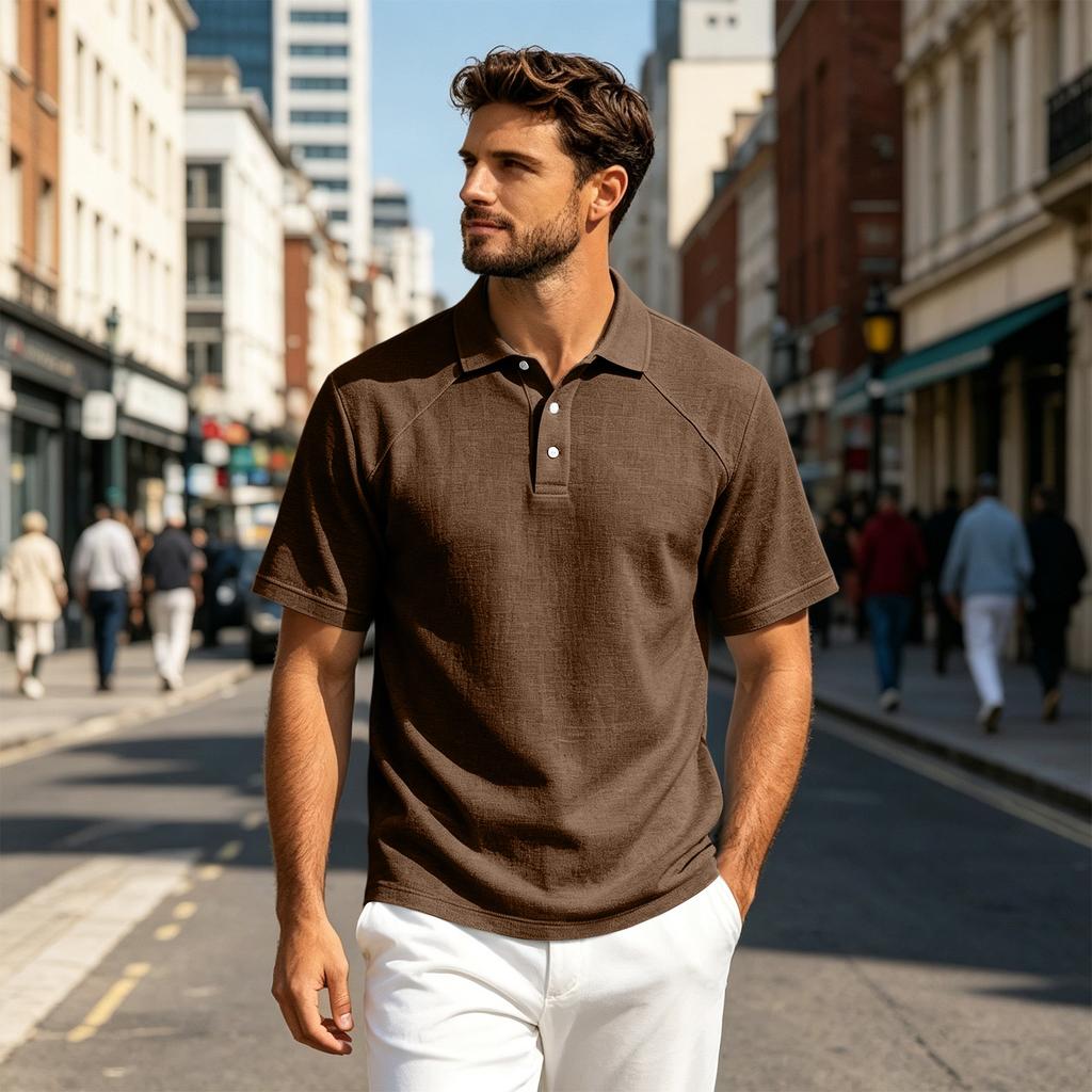 Mens Polo Shirts Short Sleeve Lightweight Cotton Linen Collared Casual Dress Shirts for Men Golf Polos for Men