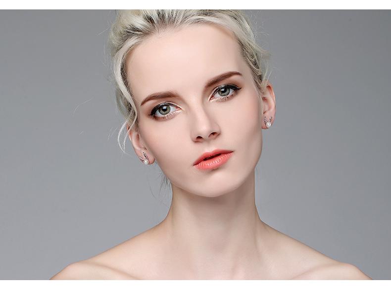 Korean Fashion S925 Sterling Silver Freshwater Pearl Antler Stud Earrings, Simple Christmas Gift for Women