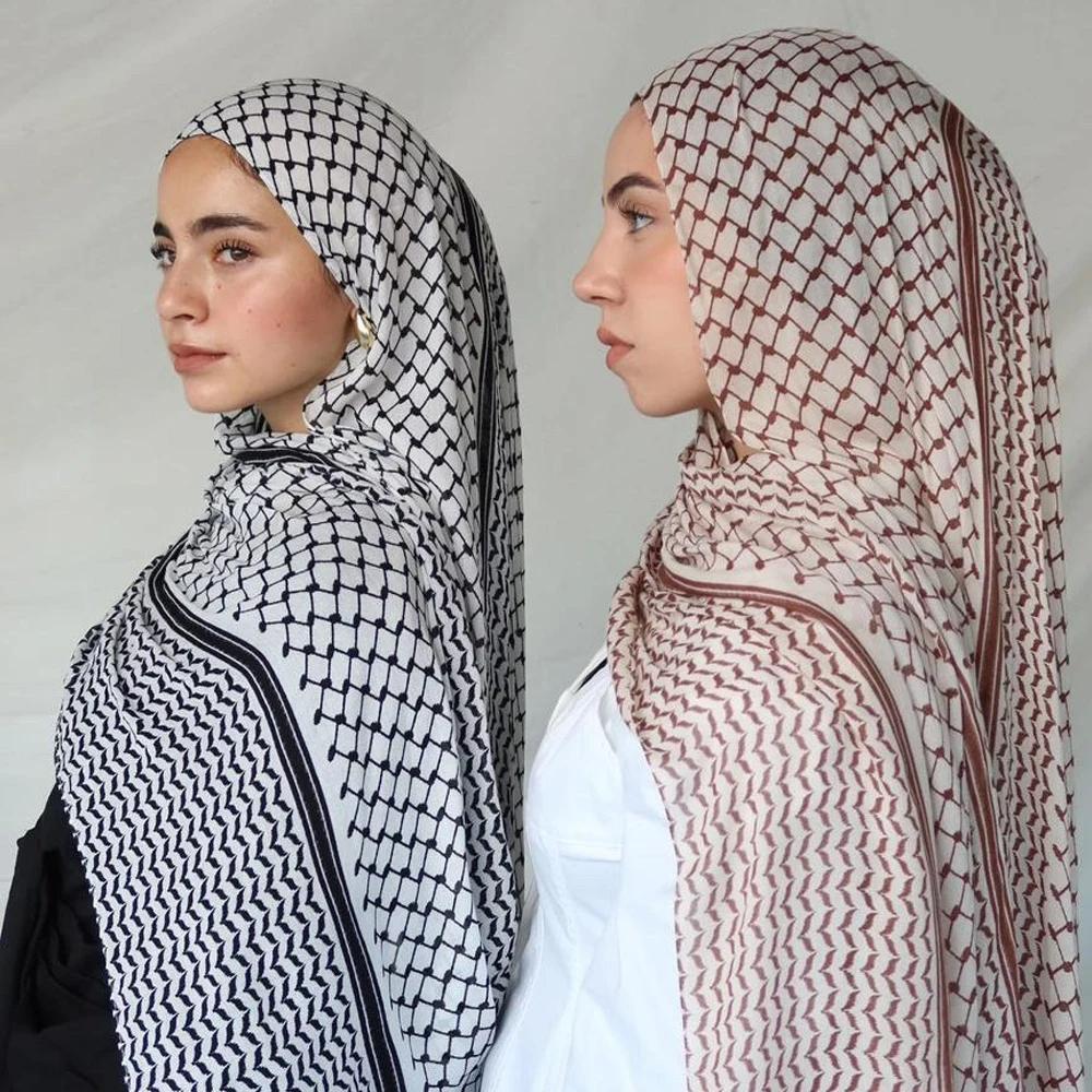 Foulard in Chiffon Stampato Ramadan Medio Oriente Dubai Turchia Fascia per Capelli Donne Musulmane Hijab Moda Islamica Foulard Turbante Lungo Femminile