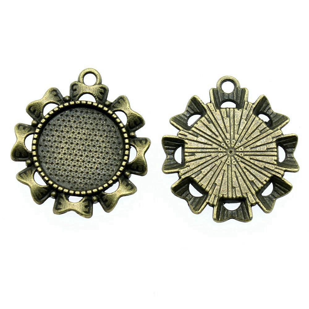 Bezel Base Blanks For DIY Resin Jewelry Fit 16mm Round Cabochon Setting Pendants