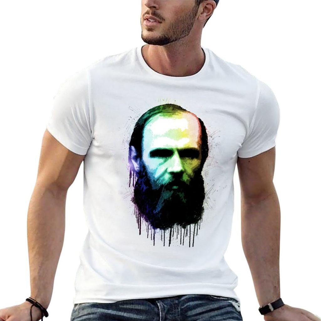 Fyodor Dostoevsky Urban Grunge Painting Rainbow Spectrum TShirt Soft AntiShrink Cotton Tee