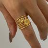 3pcs/Set Elegant 18K Gold Color Adjustable Size Threaded Ring Accessory Stylish Finger Accessories for Fashionistas