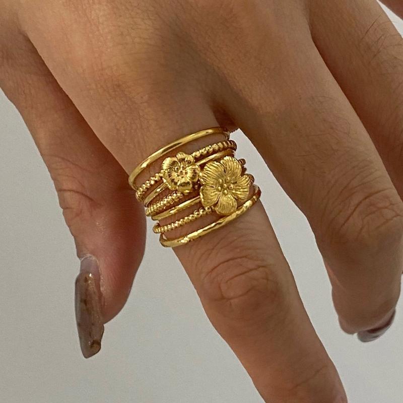 3pcs/Set Elegant 18K Gold Color Adjustable Size Threaded Ring Accessory Stylish Finger Accessories for Fashionistas