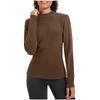 Ladies' Casual And Fashionable Solid Color Round Neck With Warm Long Sleeved T-shirt Top