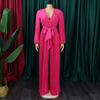 Chic and Comfortable European and American Style V-neck Tie-back Pressed Pleated Plus Size Jumpsuit for Women In Summer