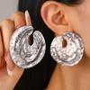 Exaggerated Gold Color Heart Oval Earrings For Women Metal Earing Jewelry Trending Irregular Wrinkled Geometric Earrings