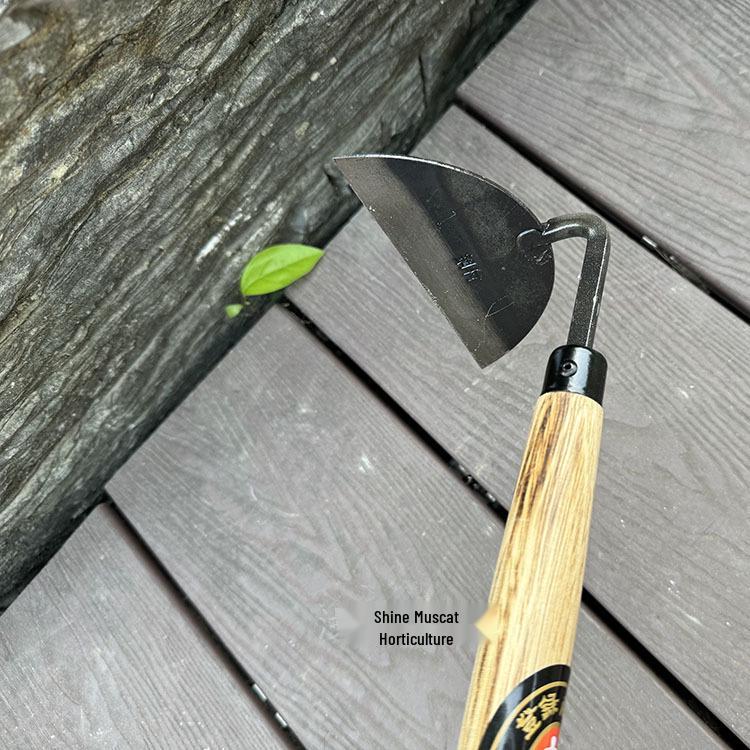 Kuzokichi All-Steel T-Hoe: Versatile Small Hoe for Weeding, Planting, and Gardening In Vegetables & Flowers - Half-Moon Japanese Garden Tool.
