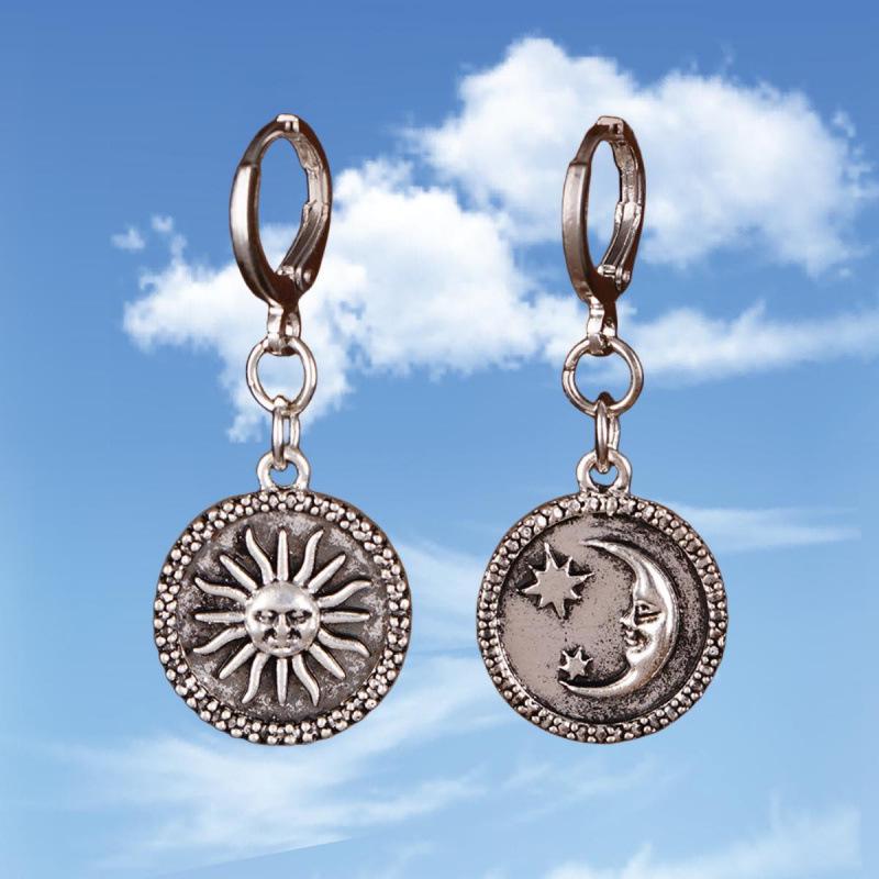Asymmetrical Sun & Moon Pendant Earrings for Women