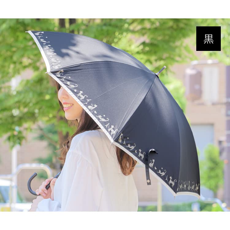 Okamoto Harajuku Rain or shine parasol with cat pattern UV resin color 50cm light heat long manual lightweight Store (99% protection, coating),