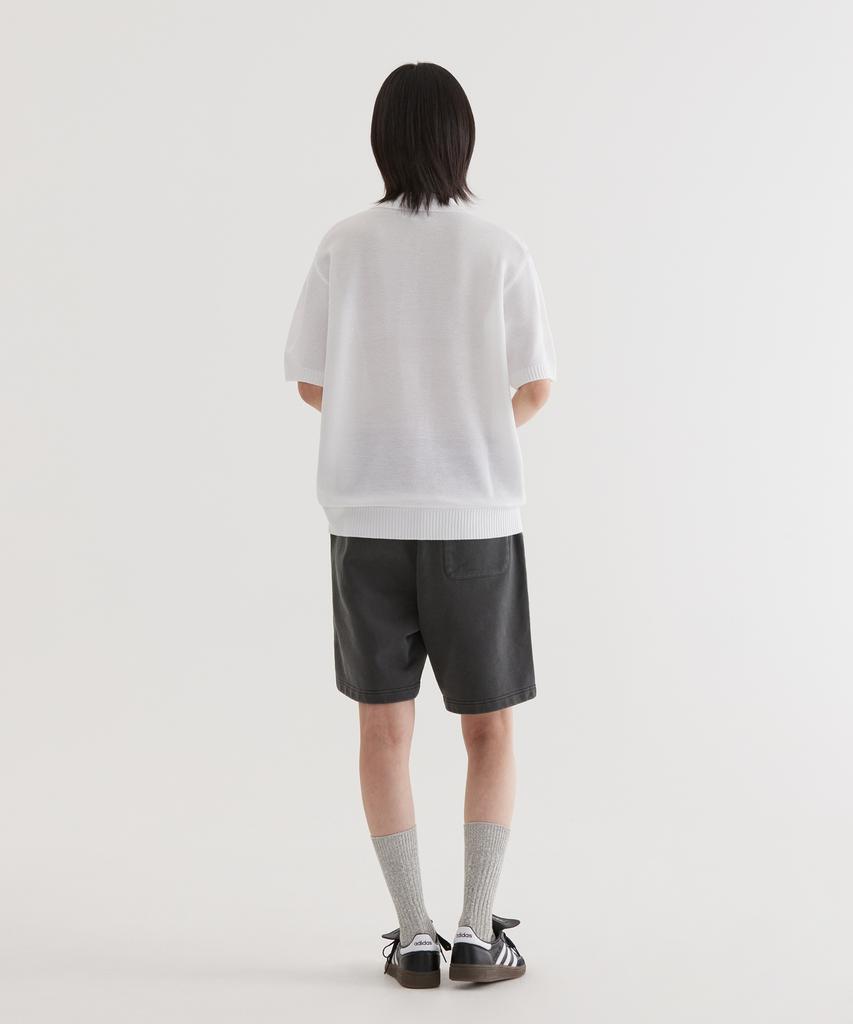 COVERNAT C Logo Collar Half Knit White