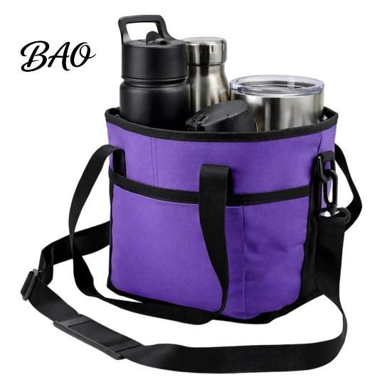 Collapsible Cup Carrier for Parties Beverage Drink Pouch with Adjustable Strap, Reusable Waterproof 4 Car Holder, Foldable Portable Caddy Delivery And