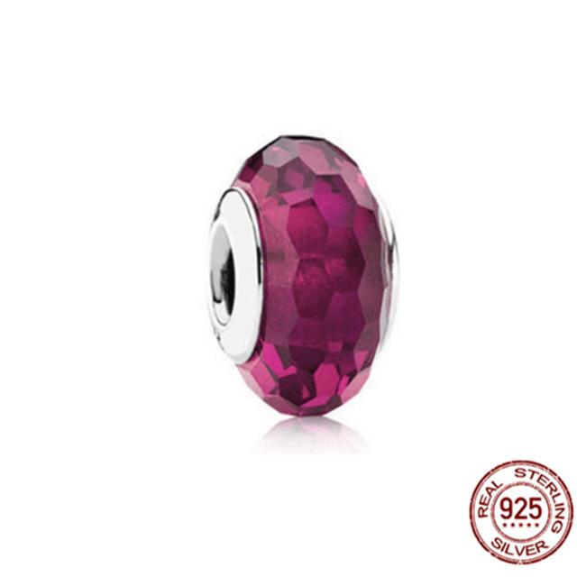 925 Sterling Silver White Red Blue Lucky Four -Leaf Clover Murano Glass Charm Jewelry Bead Fit Sweet Fasion Bracelet