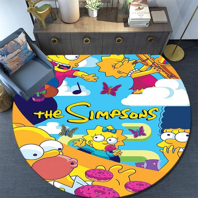 The Simpsons Poster pattern round rug,Carpet Rug for Living Room Bedroom Playroom ,Non-slip Floor Mat,Holiday Gifts and Birthday Gifts.