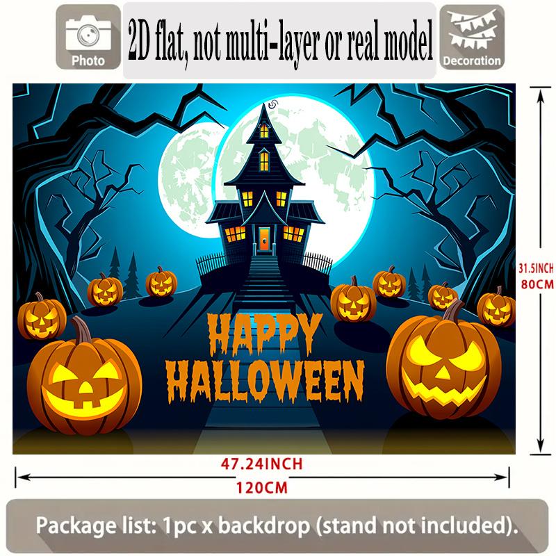 Party Backdrop Halloween Flat Banners Spooky Pumpkin House Celebrations Wedding Enthusiasts Photo Booth Background Front Door Decor
