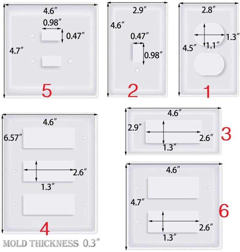 1PC Switch Board Silicone Mold Socket Panel Casting Mold Double Hole Square Single Hole Rectangle for DIY Handmade