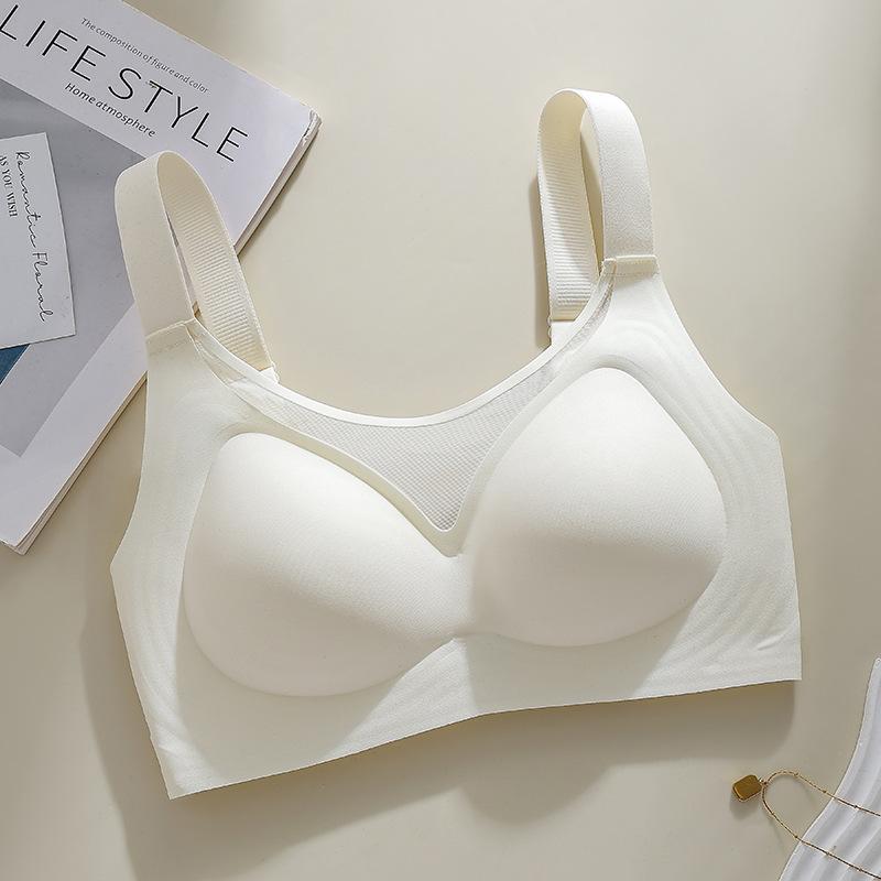 Plus Size Seamless Thin Fixed Cup Push Up Soft Support Bra M шампанского