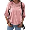Women's Solid Color Round Neck T-Shirt Shirt Half Sleeve 3/4 Sleeve Casual Loose Pleated Basic Tops