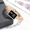 LED Digital Watch Electronic Multifunctional Life Waterproof Touch Control Women Fashion Children Square Rhinestone for Daily Wear