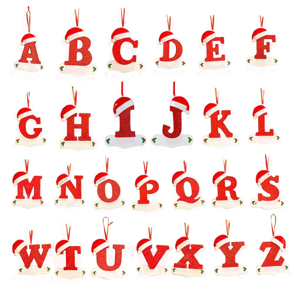 Creative Christmas Tree Decorations Unique Acrylic 26 Letters Alphabet Shaped Hanging Ornaments for Home and Car