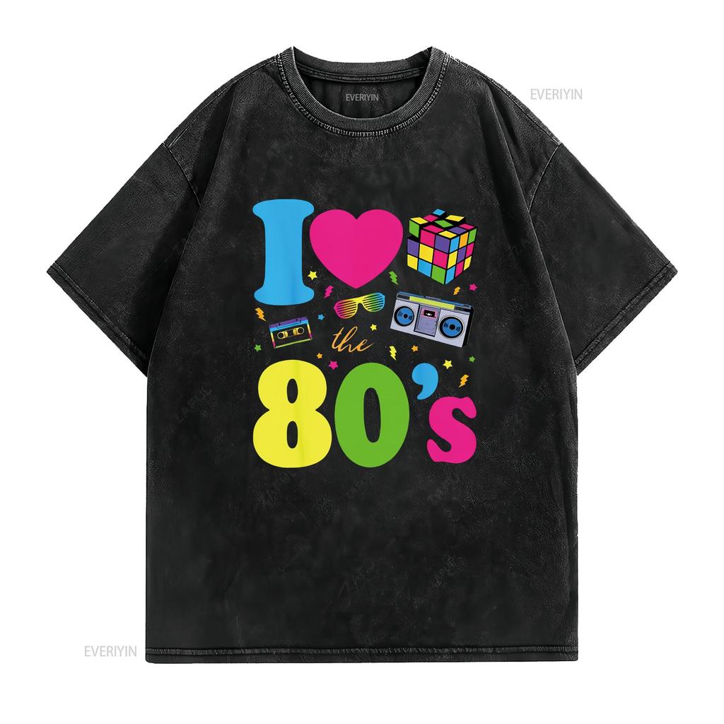I Love The 80S T Shirt Clothes For Women vintage Washed Comfortable designer clothes fashion Slightly Breathable Unisex Casual