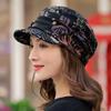 2025 New Women Peaked Cap Short Brim Warm Foldable Earflap Women Cap Ethnic Style Floral Print Autumn Winter Hat Daily Clothing