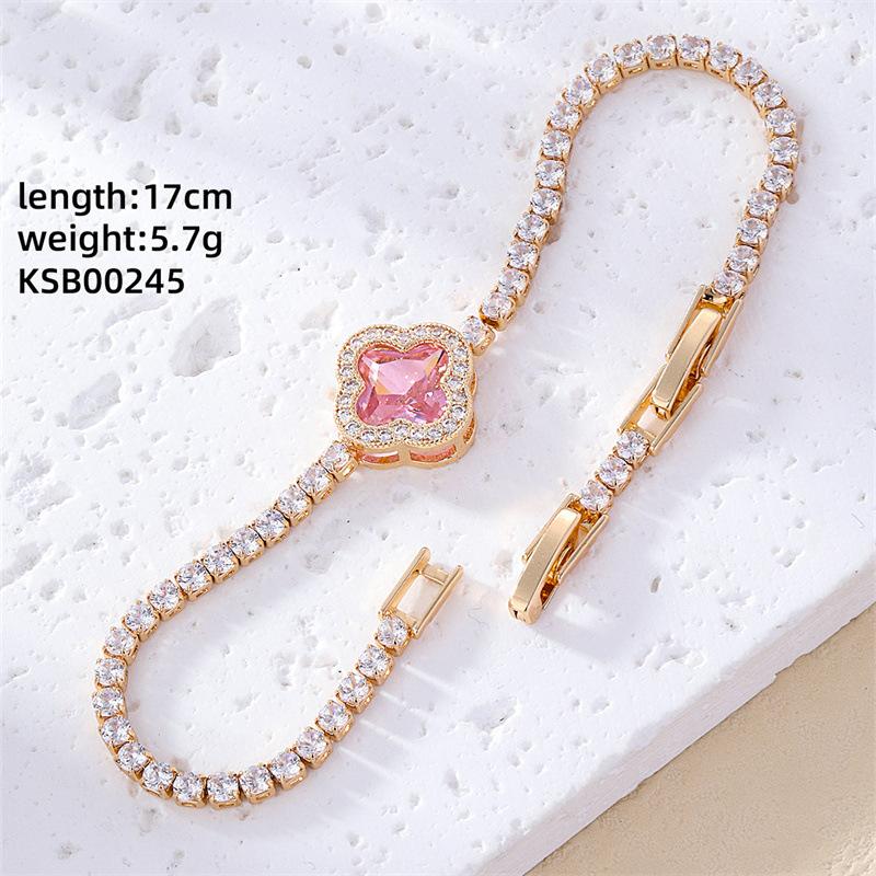 Copper inlaid zircon clover women's bracelet