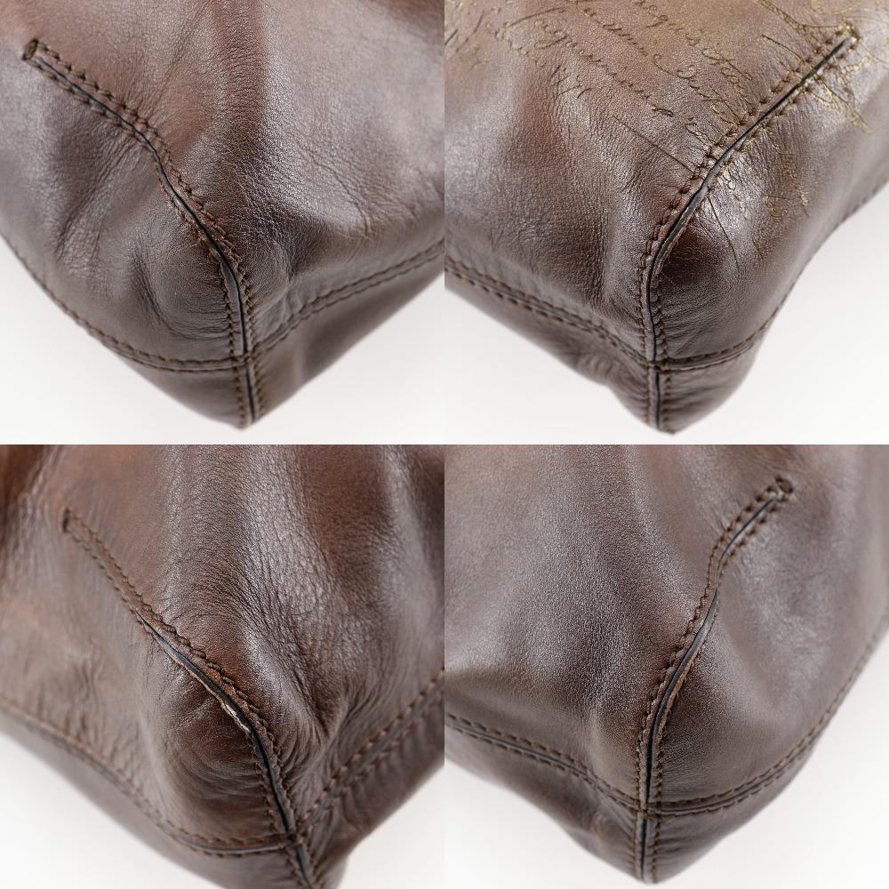 Berluti Modernist Vertical Tote Bag Calligraphy Scrit Brown Calfskin mens Used