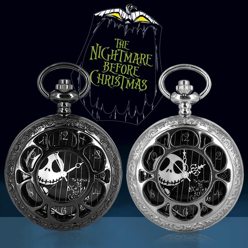 Vintage Bronze Pocket Watch Box Set Men's Quartz Movement Stainless Steel Case the Nightmare Christmas Inspired Birthday Gifts