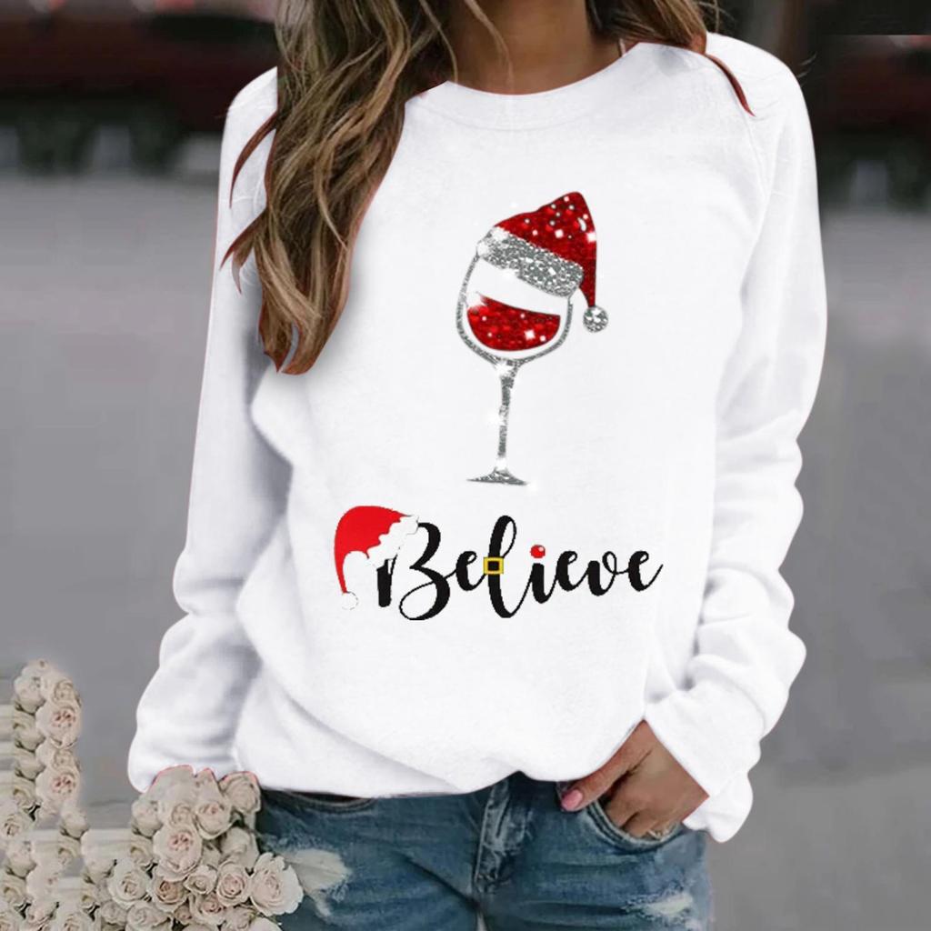Women's Christmas Pattern Long Sleeve Round Neck Hoodie