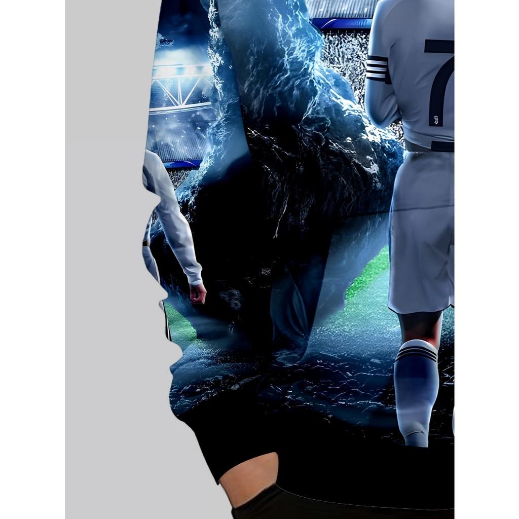 Fashion No.7 Fan Boys' Printed Hoodie 3D Football Player - Autumn/Winter Casual Long Sleeve Hoodie