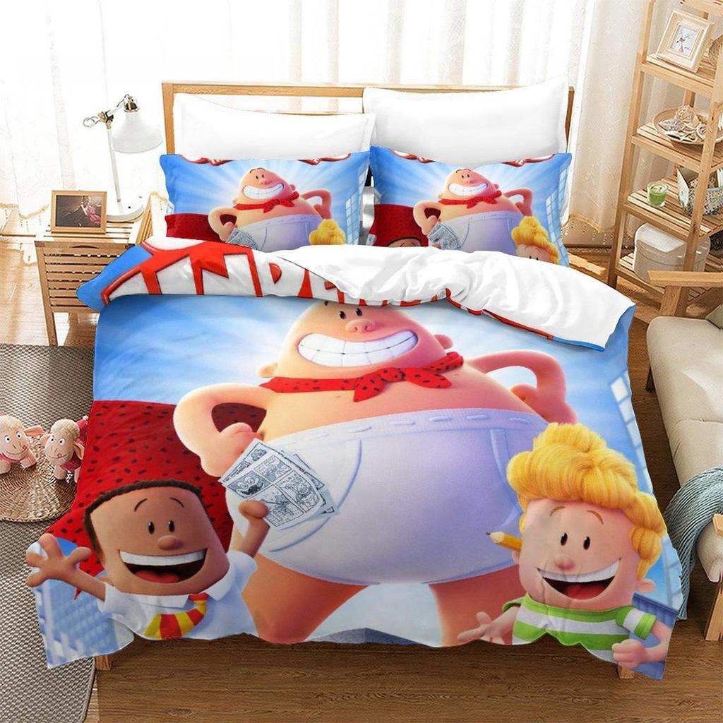 Fashion Cartoon Kawaii Captain Underpants Bedding Set Single Twin Full Queen King Size Bed Set Adult Kid Bedroom Duvetcover Sets