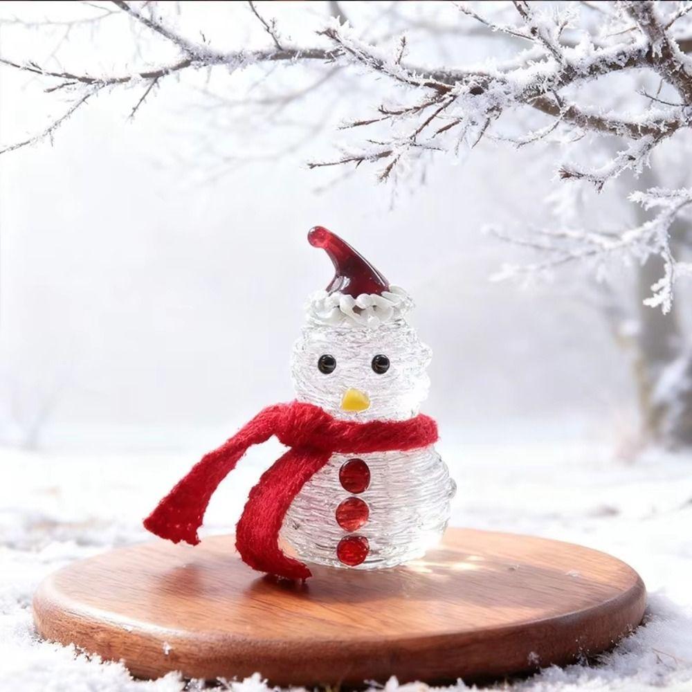 Brushed Glass Snowman Figurines Handcrafted Glass Christmas Decoration Party Supplies