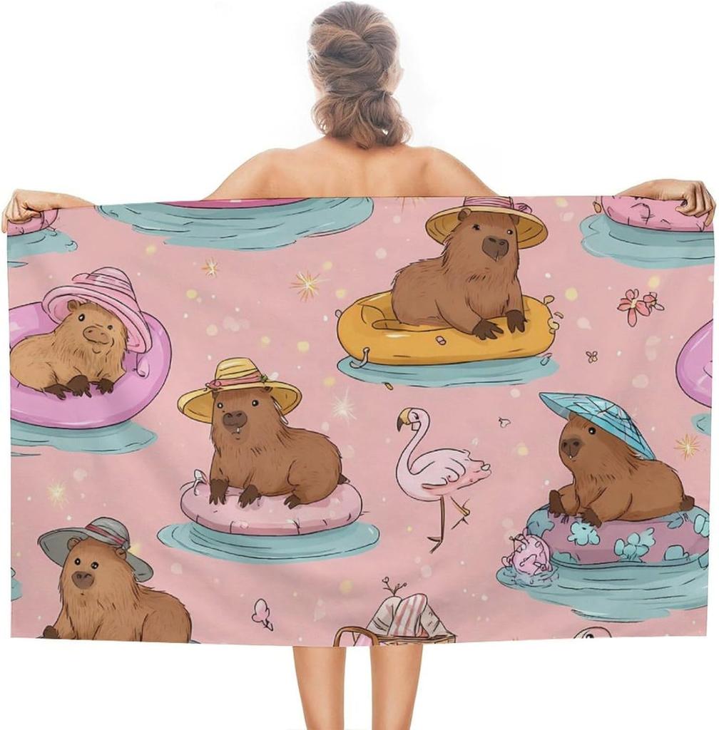Beach Towel for Kids, Capybara Quick Pool Towel for Girls Super Absorbent Bath Pool Camping Travel Towel Beach Beach Blanket