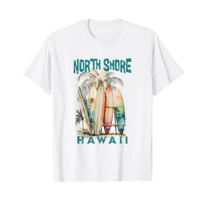 North Shore Hawaii T Shirt Vintage Washed Soft Stretched Unisex Slightly Versatile Casual Stylish Streetwear Designer Clothes