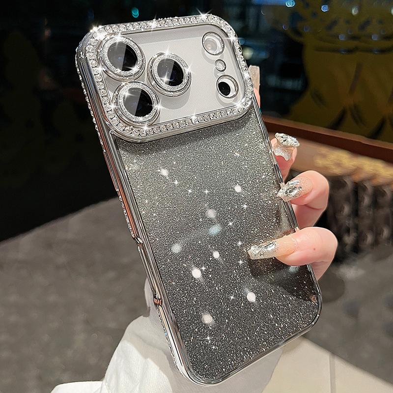 Gradient Diamond Phone Case for For Iphone 17 Pro Max 17 Air Plating Soft Cover for For Iphone 16 15 14 13 12 11 Pro Max 15 Plus