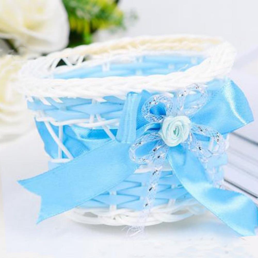 

Imitation Rattan Woven Flower Storage Basket Wicker Flower Basket For Plant Home Wedding синій