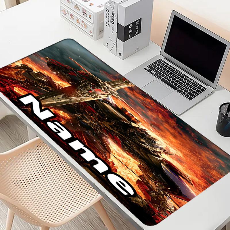 Custom Name Personalized Transformers Pattern Mousepad, Laptop PC Desk Mat, Decorative Desk Mat for Home Keyboard Pad Gift