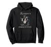 Ein gruseliger Weihnachtspaß: Ein Horror-Krampus-Kapuzenpullover unter dem Weihnachtsbaum.