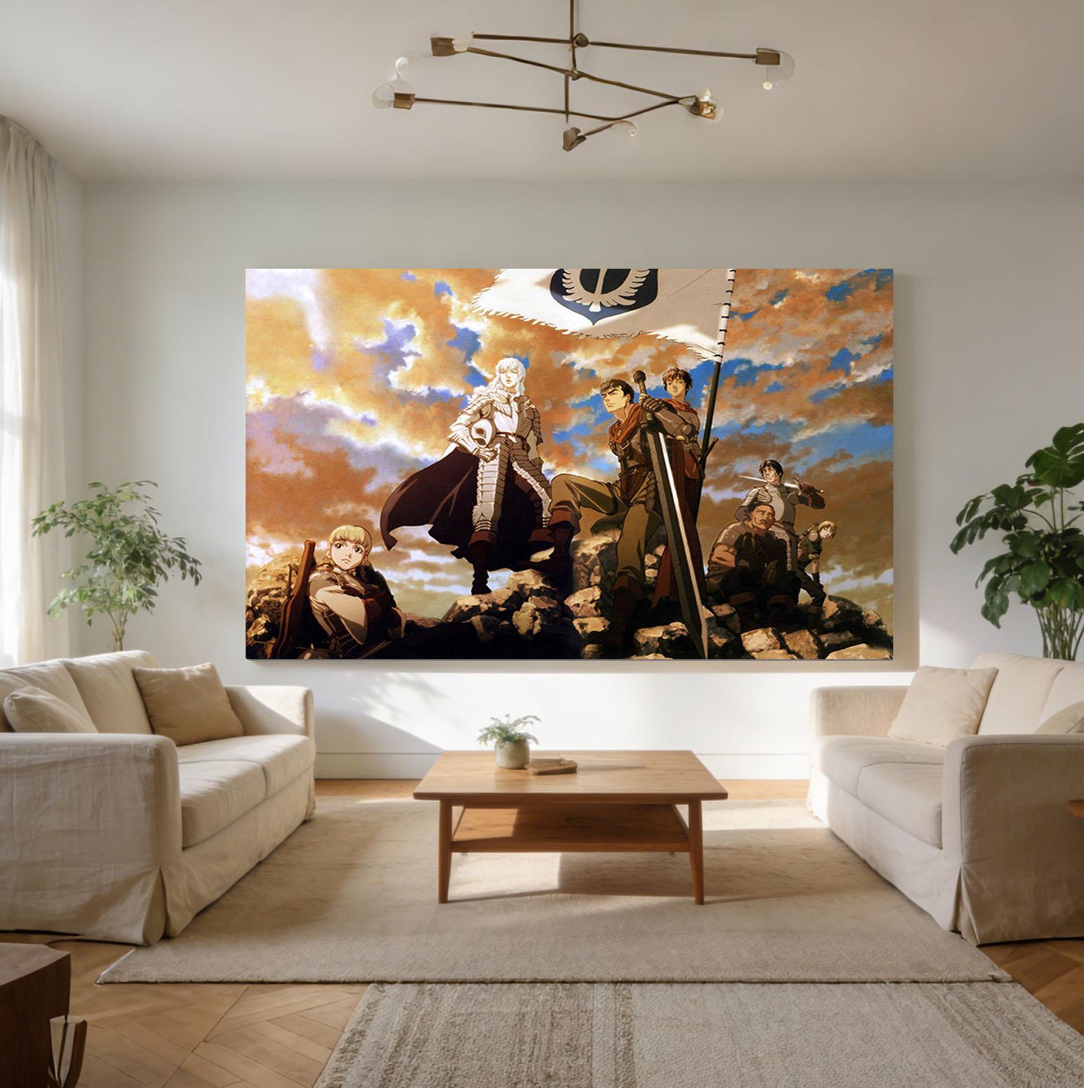 

Anime Berserk Themed Printed Tapestry Hippie SciFi Wall Hanging Aesthetic Background Cloth for Bedroom Wall Decor 74x94cm(29x37in)