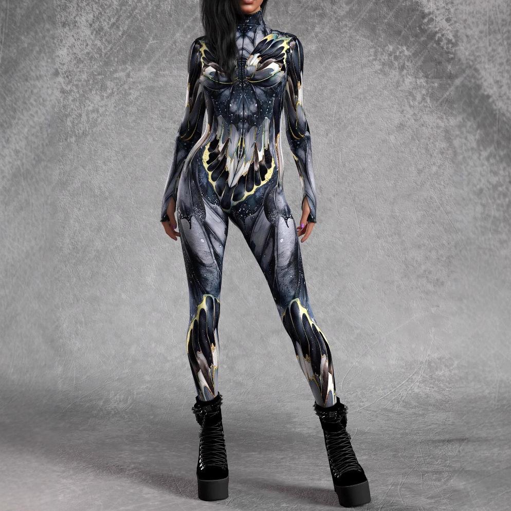 Unisex Cyberpunk 3D Digital Print Halloween Party Role-Playing Outfit for Women and Men Cosplay Costume Carnival Jumpsuit