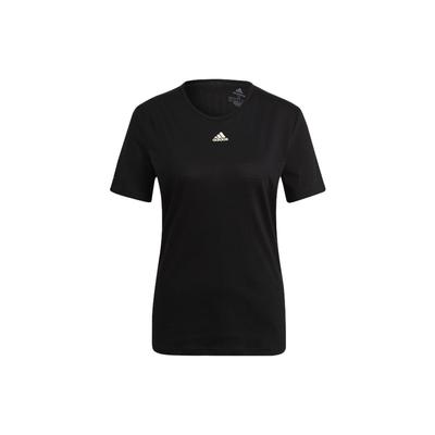 Printed Logo Striped Crew Neck Short Sleeve T-Shirt Women Tops Black GN4970