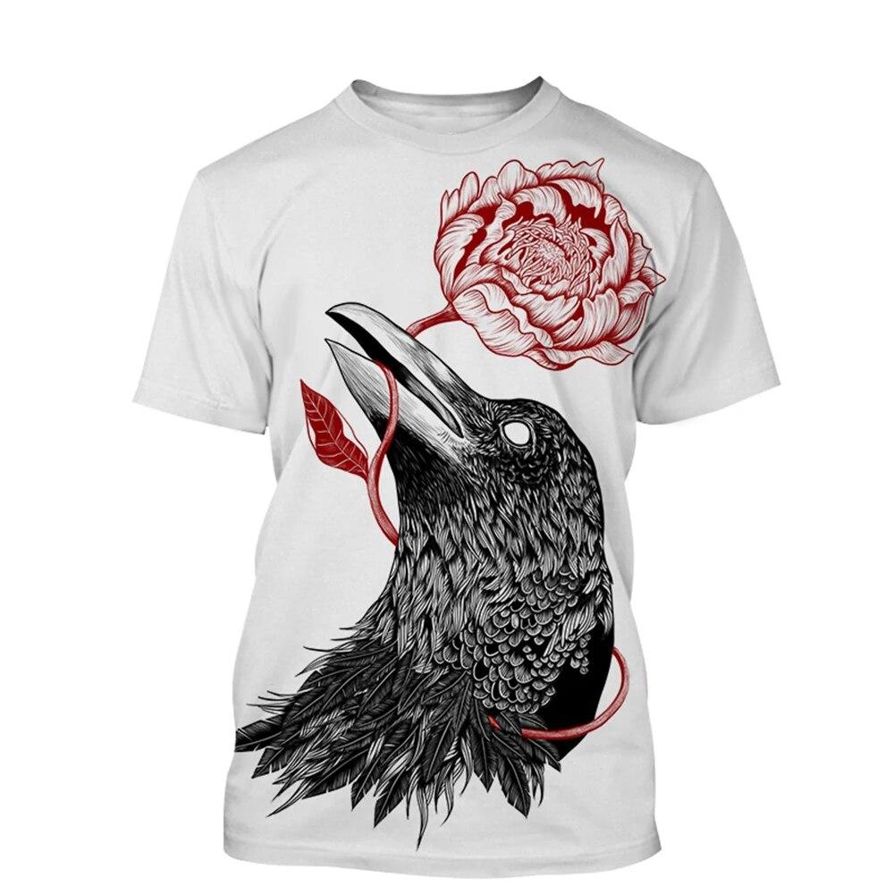Animal Crow 3d Print Summer Men/Women O-Neck T-shirt Casual Short Sleeve Oversized T Shirt Fashion Streetwear Trend Men Clothing