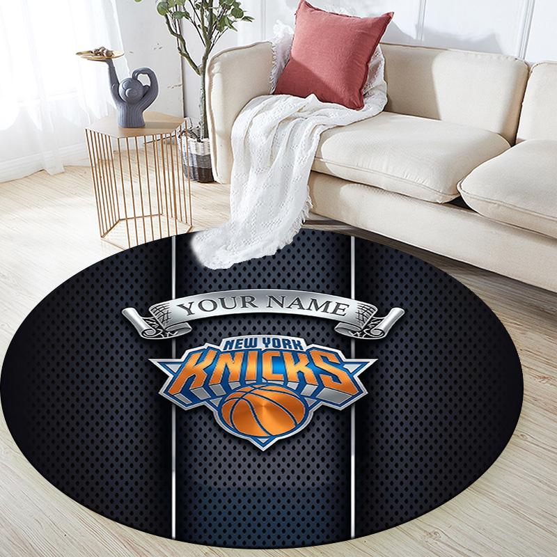 Custom Name New York Knicks2 Round Area Rug,Carpet Rug for Living Room Bedroom Sofa Playroom Decor,Non-slip Floor Mat