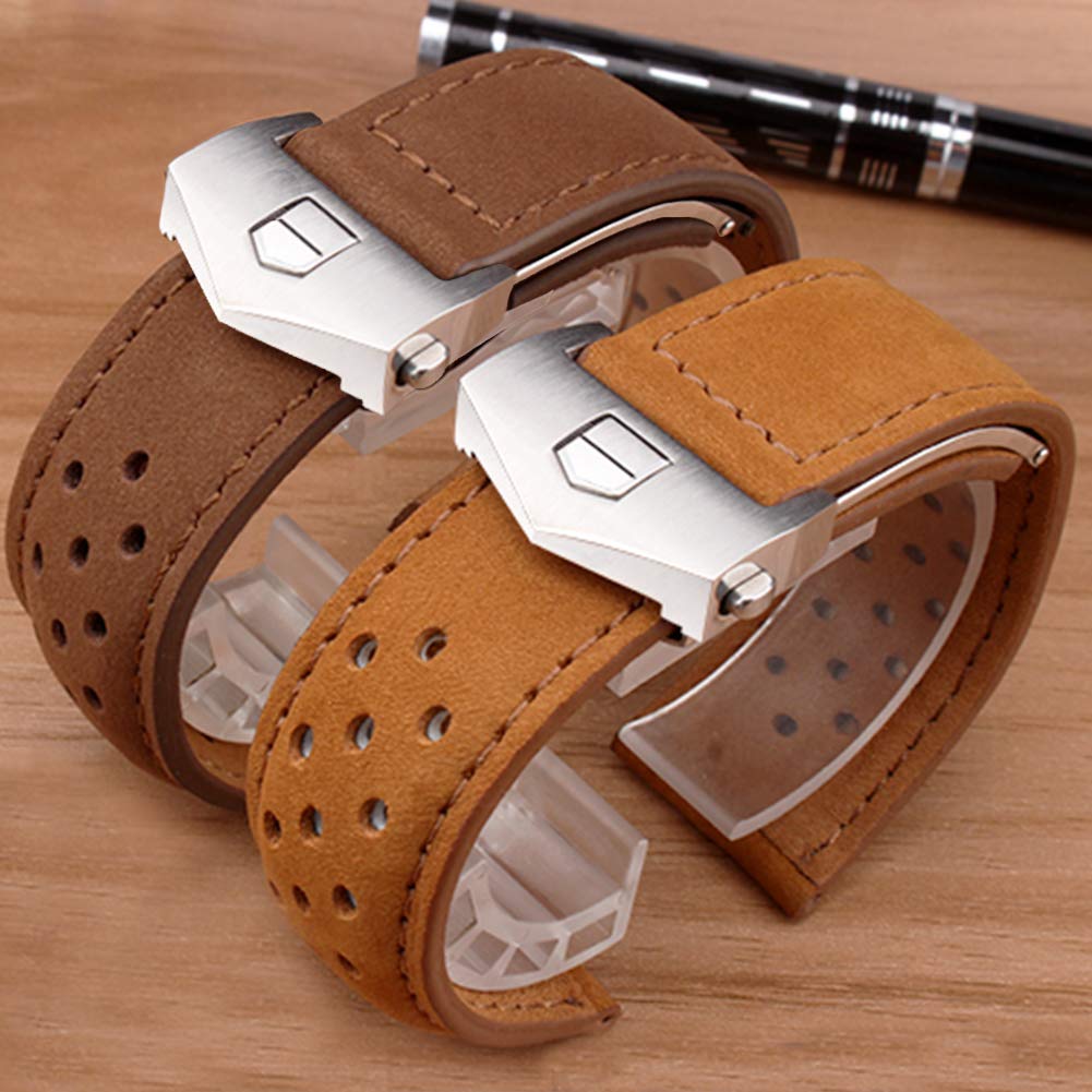 Polly Store Heuer Watch Strap 22mm Watch Band Applicable TAG Heuer Carrera "TAG Replacement" D-Buckle To