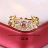 Cute Square Champagne Zircon Adjustable Rings For Women Yellow Gold Color Leaf Open Ring Wedding Jewelry Gift