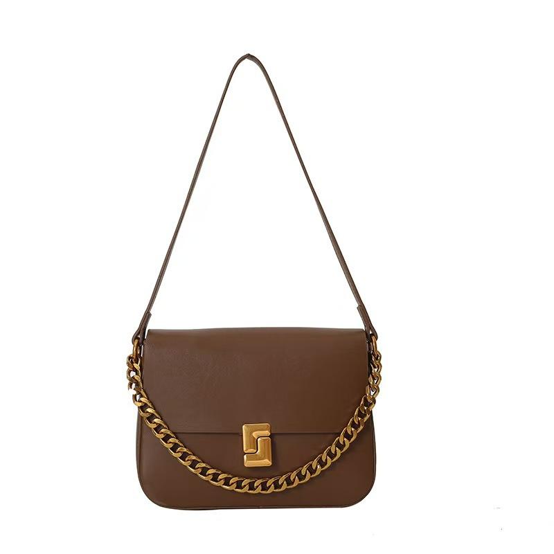 Premium Texture Lock Chain Tofu Bag Trendy And Simple Single Shoulder Messenger Commuter Bag Double Shoulder Strap