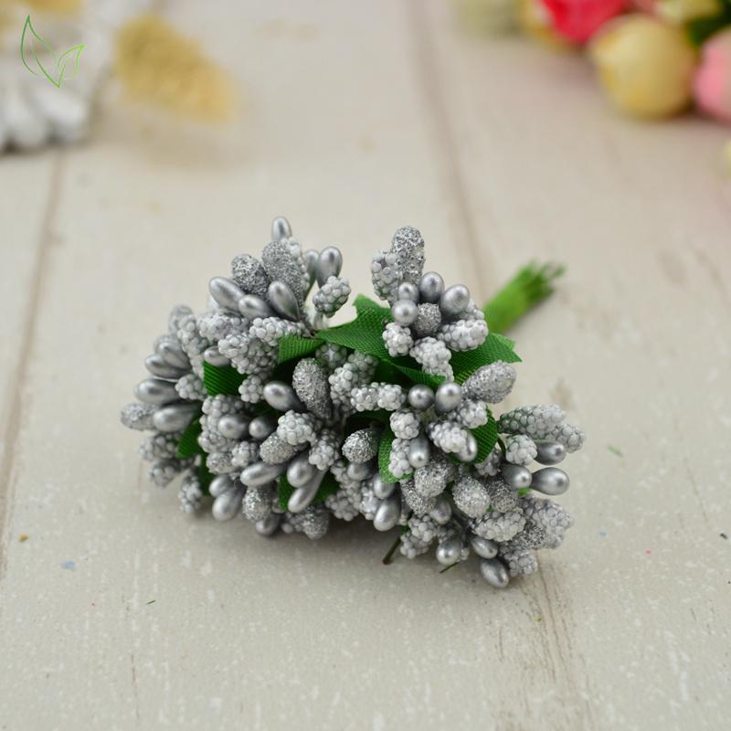 

12Pcs/bundle Artificial Flowers Stamen Handmade Wedding Decor Diy Wreath Needlework Gifts Boxes Scrapbook Fake Flowers Ornaments 1 bundle