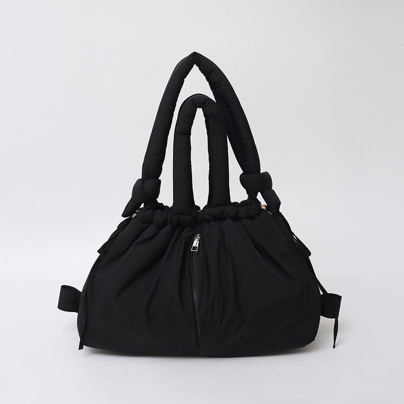 Ielgy Large-Capacity Solid Color Cotton-padded Clothes Bag All-Match Cross-Body Shoulder Bag