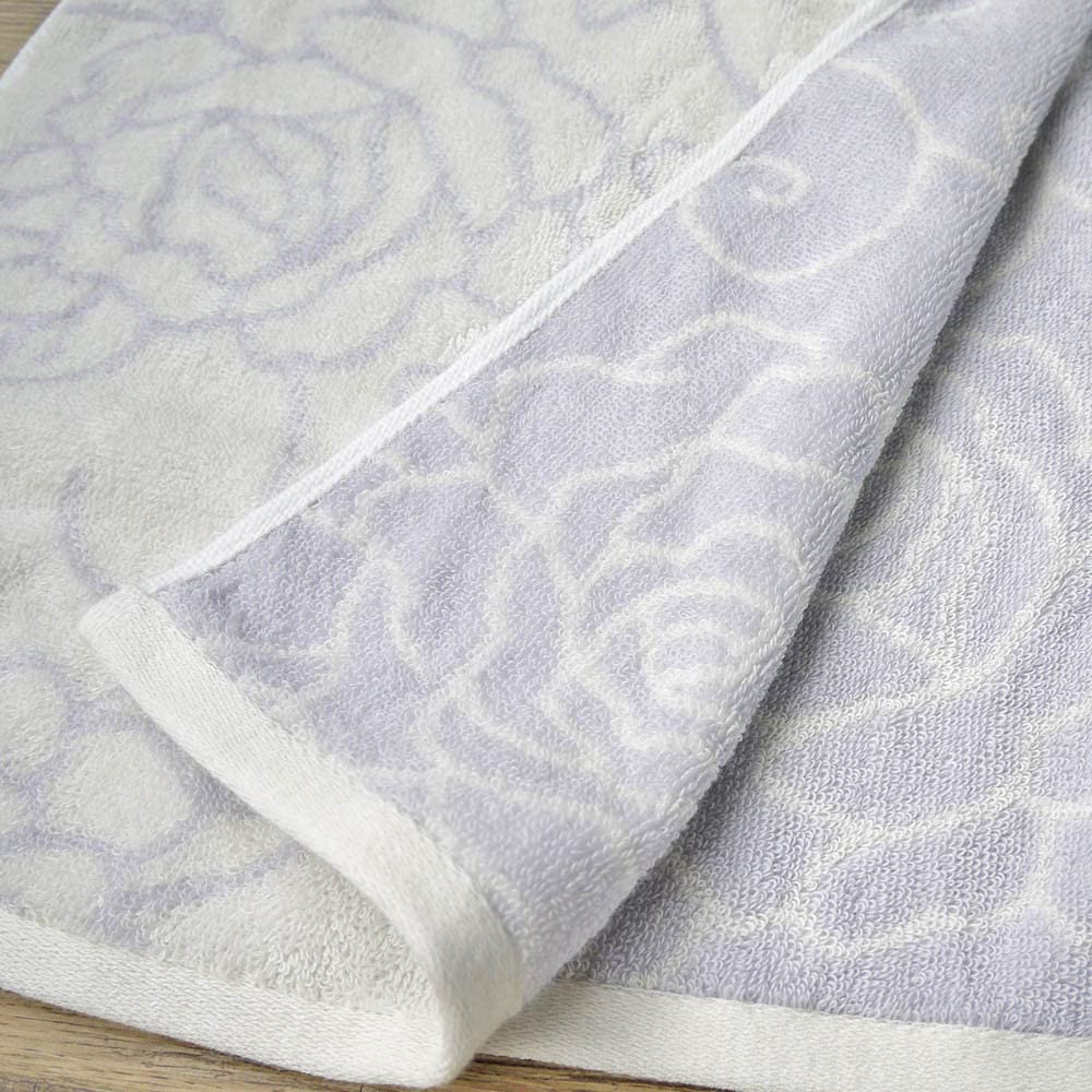 Amazon exclusive toilet mat set without lid cover and paper holder Clear rose Elegant rose pattern Rose Rose [White] "3-piece cover"